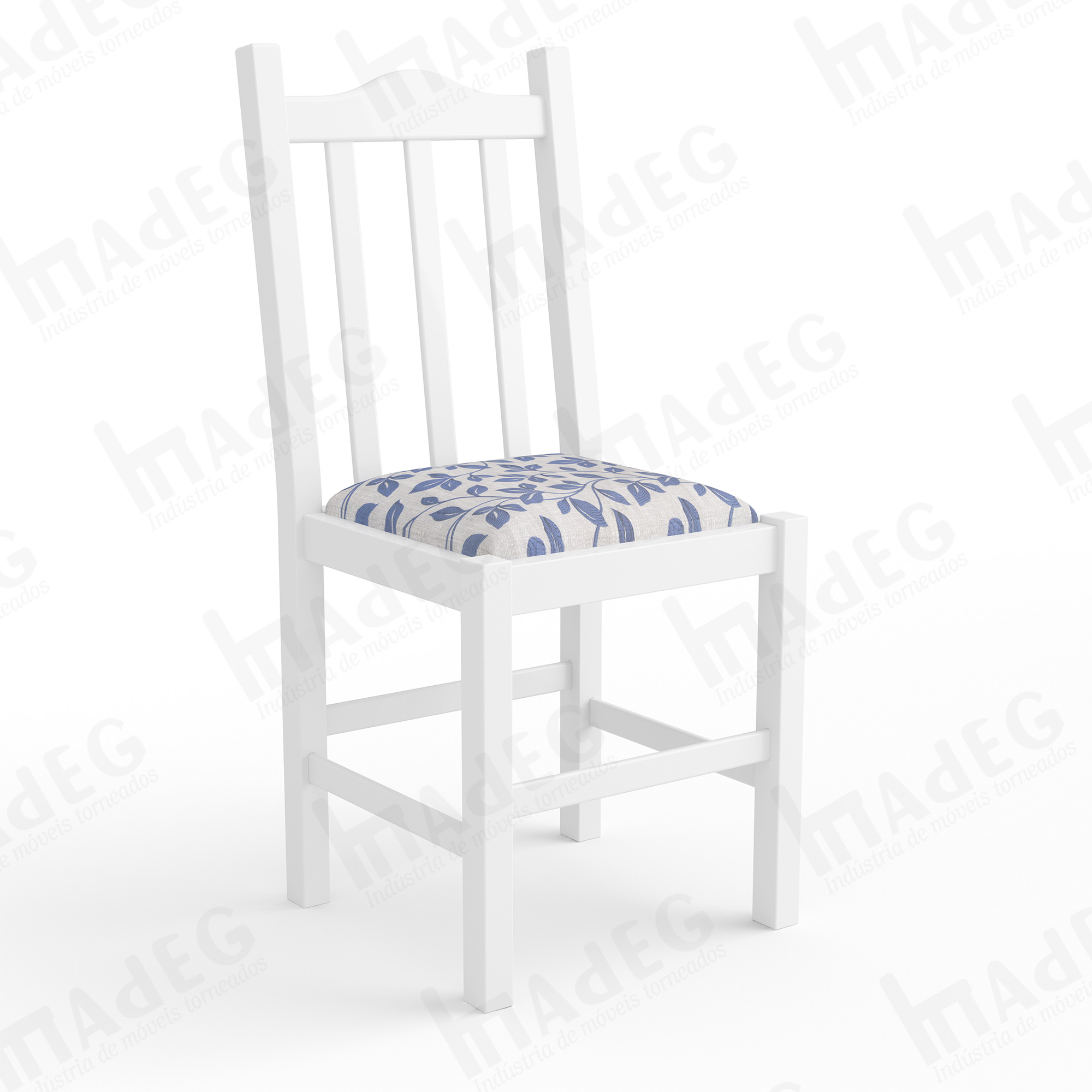 Cor Branca com Estofado Veludo Floral Cinza
